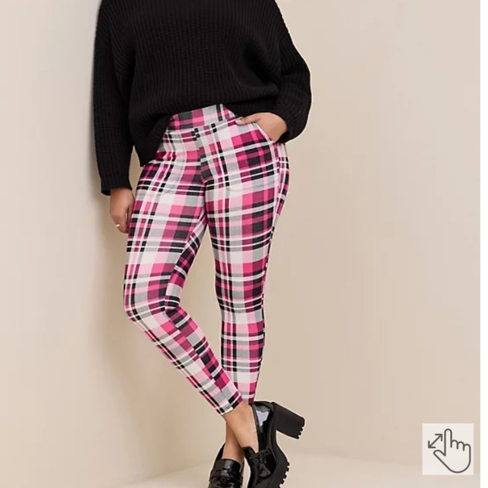 🆕️🎀*POCKETS* HOT PINK PLAID SIGNATURE WAIST POCKET LEGGING - FULL LENGTH